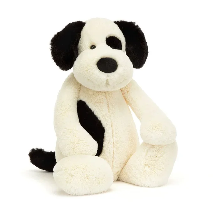 Jellycat Bashful Black and Cream Puppy, 21″