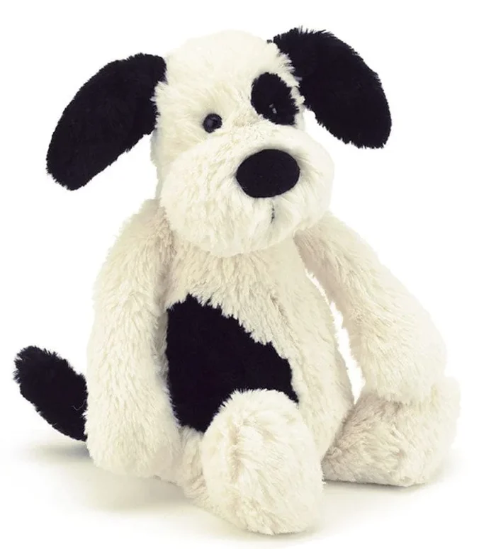 Jellycat Bashful Puppy in Black & Cream, 7″