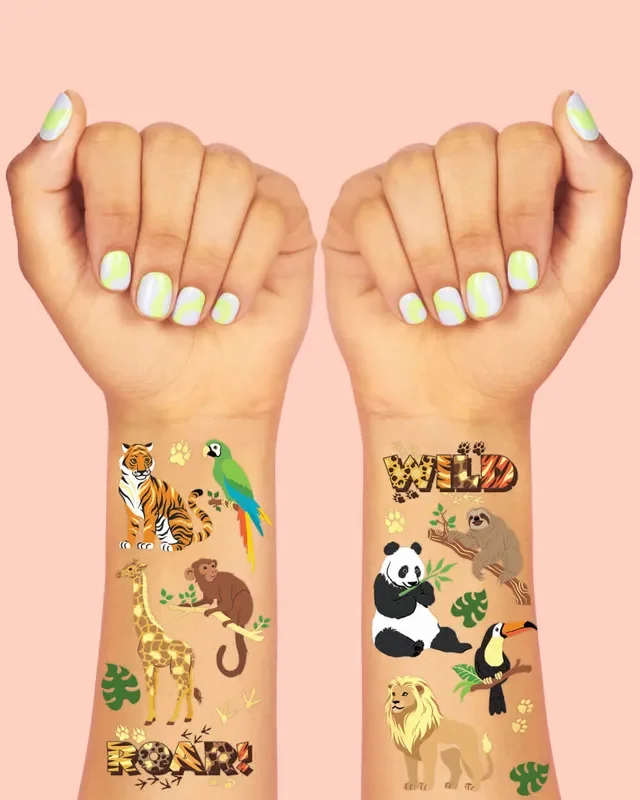 Jungle Animal Tattoos – 56 Temporary Tattoos
