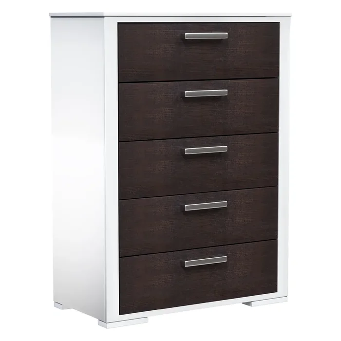 karlstad 5 drawer chest office storage organization, white & walnut