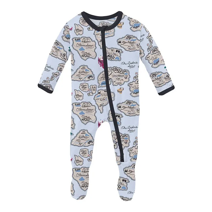 Kickee Pants 2-Way Zipper Footie | Dew Pirate Map
