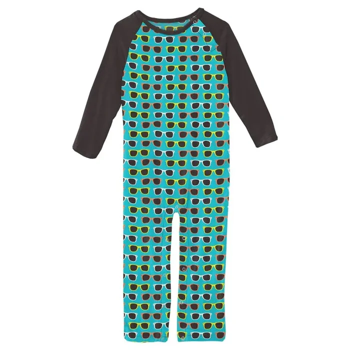Kickee Pants Long Sleeve Raglan Romper | Confetti Sunglasses