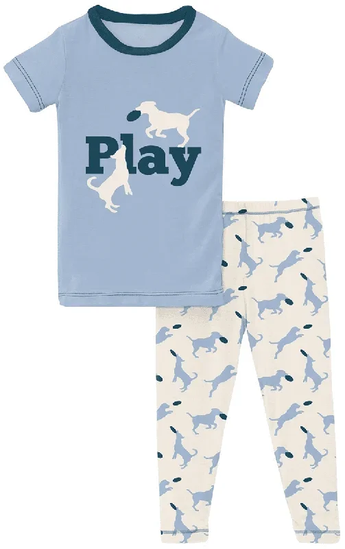 KicKee Pants Short Sleeve Graphic Tee Pajama Set – Natural Frisbee Labs, 5 Years