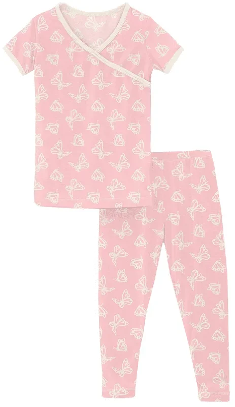 KicKee Pants Short Sleeve Kimono Pajama Set – Lotus Butterfly, 6 Years