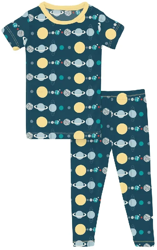 KicKee Pants Short Sleeve Pajama Set – Peacock Planets, 4T