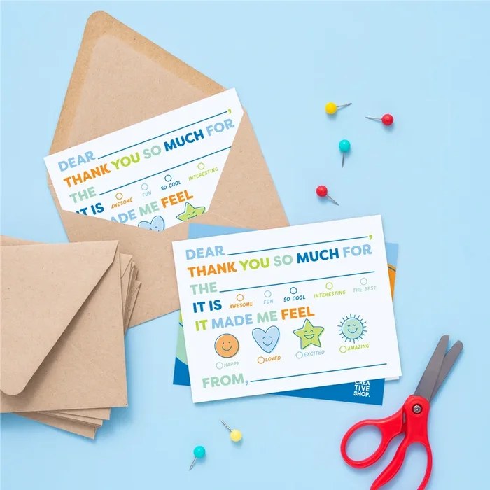 Kid’s Emotion Fill In Thank You Notes – Blue