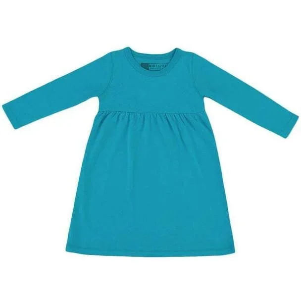 Kidential Organic Cotton Long Sleeve Knit Dress Turquoise