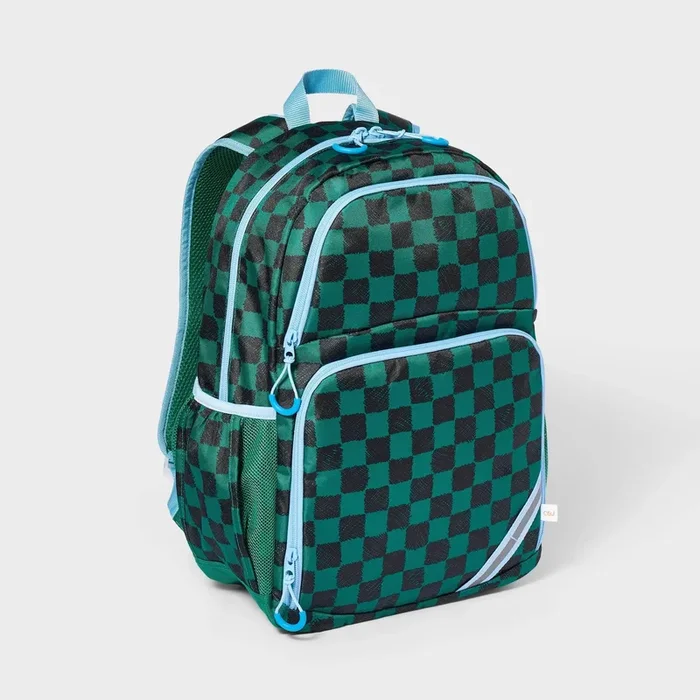 Kids’ 17″ Everyday Classic Backpack – Green Checked