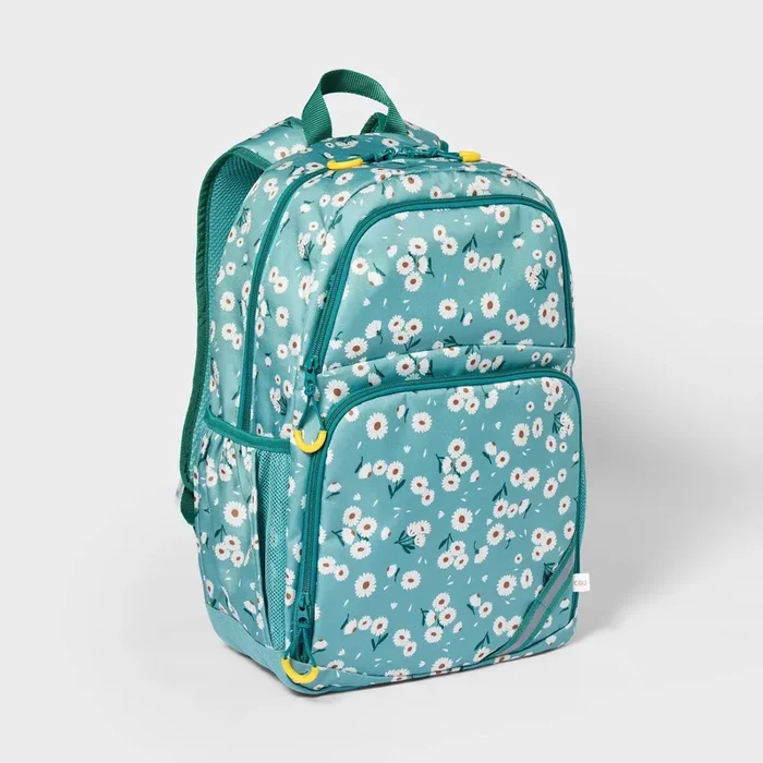 Kids’ 17″ Everyday Classic Backpack – ™ Mint Daisy: Floral Design, Ages 5-10