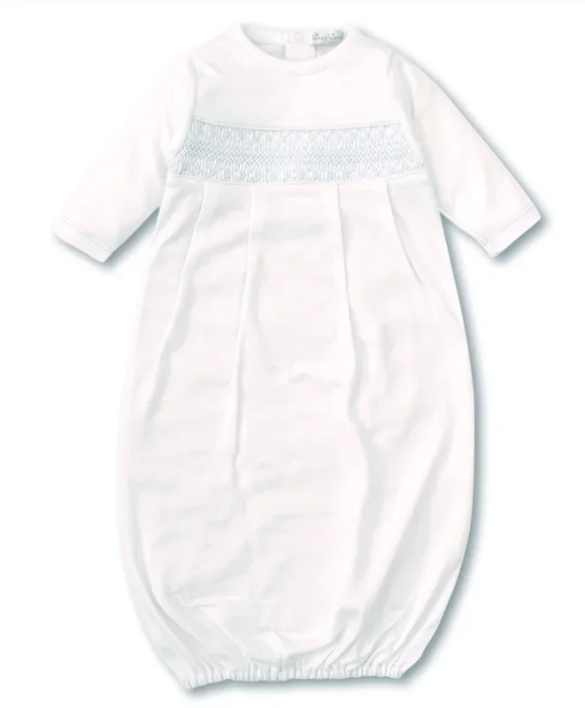 Kissy Kissy Charmed Hand Smocked Sack Gown | White/Blue