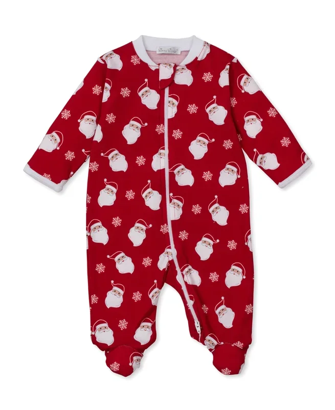 Kissy Kissy Zipper Footie | Smiling Santas
