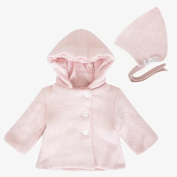 Knit Jacquard Coat And Hat – Rose