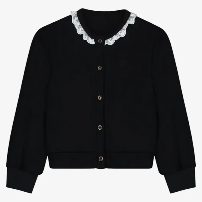 Knit Lace Cardigan – Black