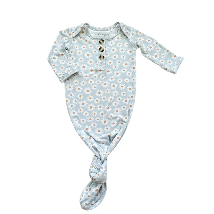 Knotted Baby Gown – Blue Daisy