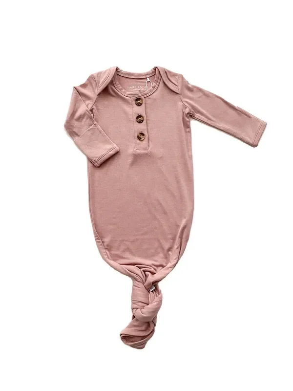 Knotted Baby Gown – Dusty Pink