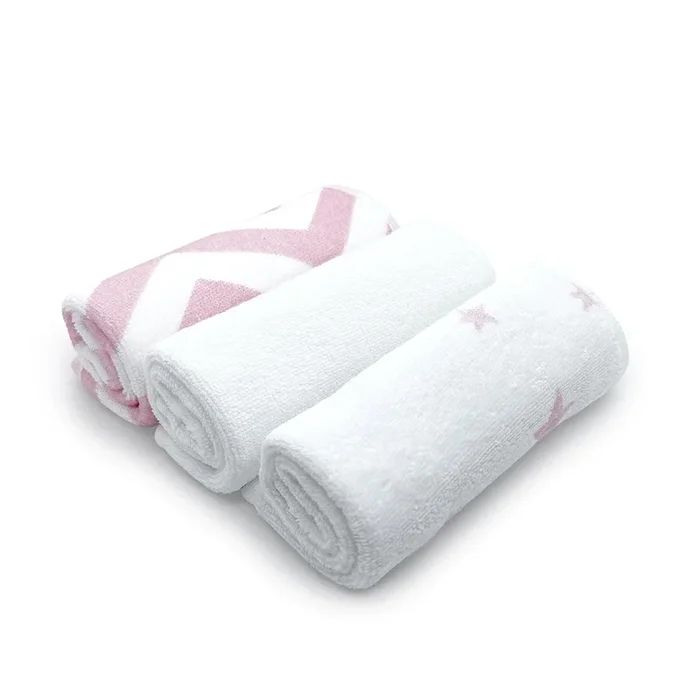 KUSHIES Wash Cloths 3-Pack – Pink/White