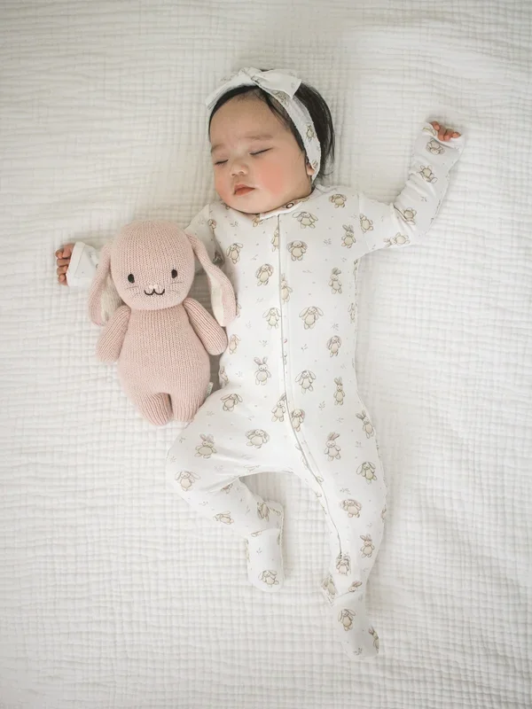 L’ovedbaby Organic 2-Way Zipper Footie | Brixy Bunny Biscuit