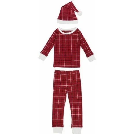 L’ovedbaby Organic Holiday PJ & Cap Set- Santa Baby