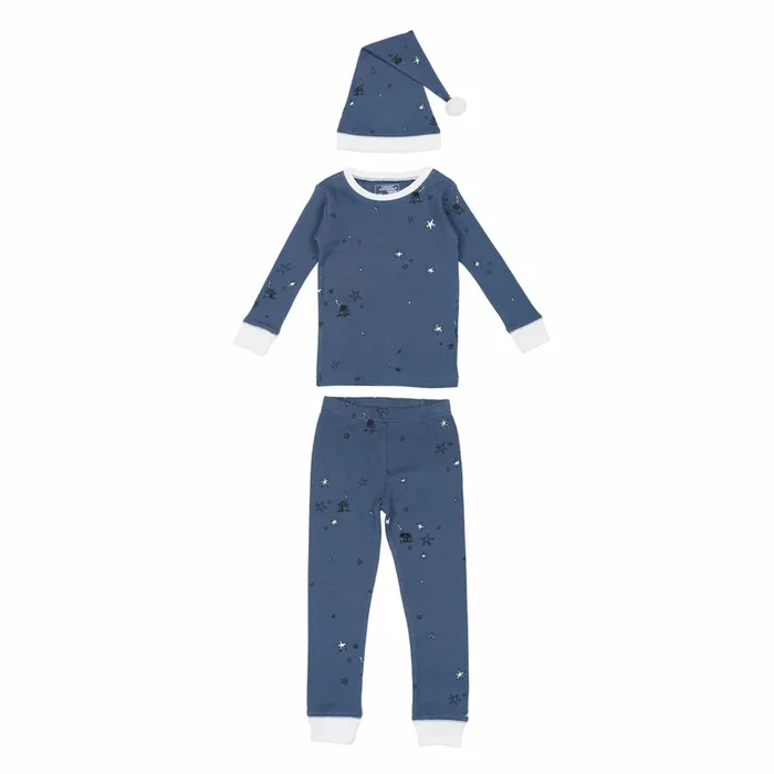 L’ovedbaby Organic Holiday PJ & Cap Set | Silent Night