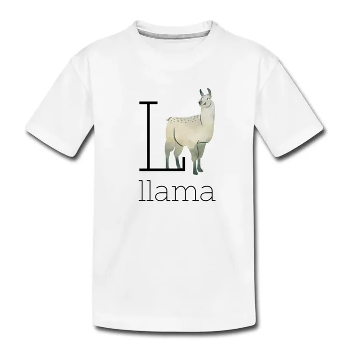 L is for Llama Animal Alphabet Letter of the Day Organic Toddler T-shirt