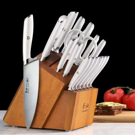 L Series 17-Piece German Steel Forged Knife Set – White