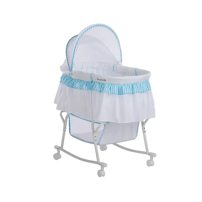 Lacy Portable 2-in-1 Bassinet & Cradle in Blue and White