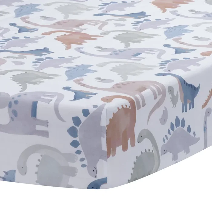 Lambs & Ivy Dino-Might Cotton Fitted Crib Sheet