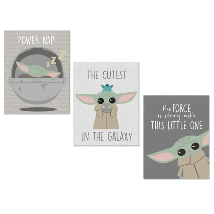 Lambs & Ivy Star Wars Mandalorian The Child Baby Yoda Unframed Wall Art Unframed Wall Art (3 Prints)