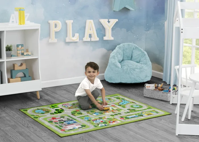 Large Road Map Activity Rug for Girls and Boys – 54-inch L x 39-inch W