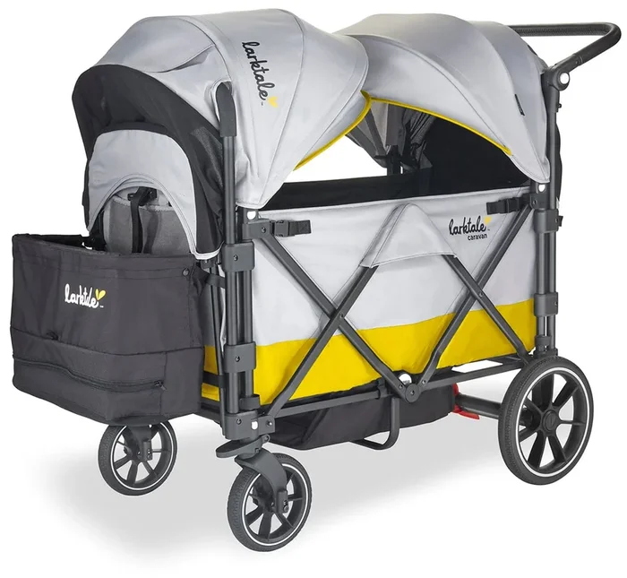 Larktale Caravan V2 (2 Seater) Stroller Wagon – Gray / Yellow