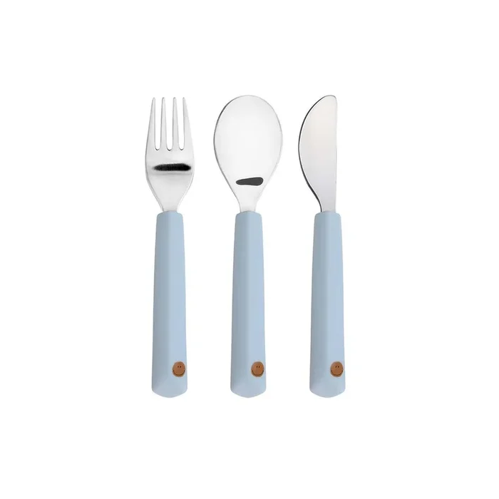 Lassig Cutlery with Silicone Handle – Happy Rascals – Smile Sky Blue