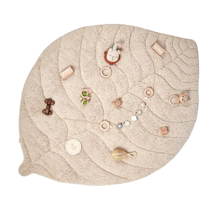 Leaf Shaped Sherpa & Cotton Baby Playmat – Ivory