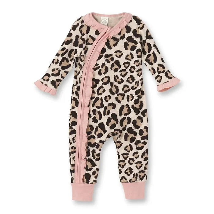 Leopard Kimono Romper w/zipper