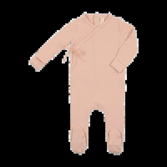 Lilette By Lil Legs Brushed Cotton Wrapover FootieClassic Dusty Pink