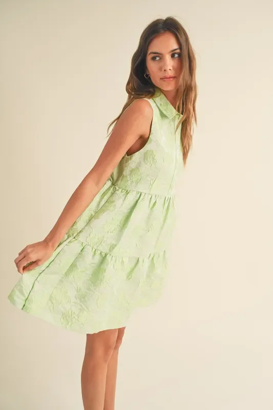 Lime Floral Jacquard Dress
