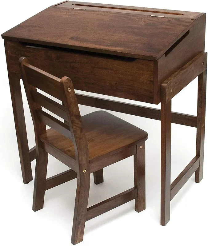 Lipper International Child’s Slanted Top Desk & Chair – Walnut