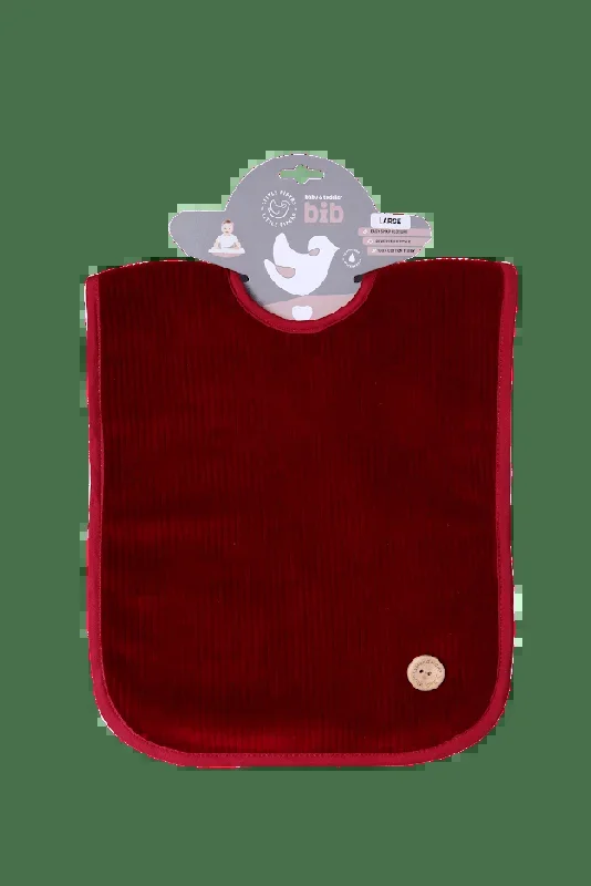 LITTLE PIPERS WATERPROOF BIB W/ SNAPS – RIBBED BURGUNDY – MEDIUM (9.5″ X 15″)