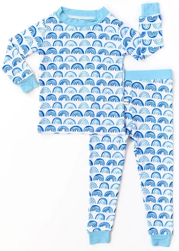 Little Sleepies Two-Piece Bamboo Viscose Pajama Set – Blue Rainbows, 3T
