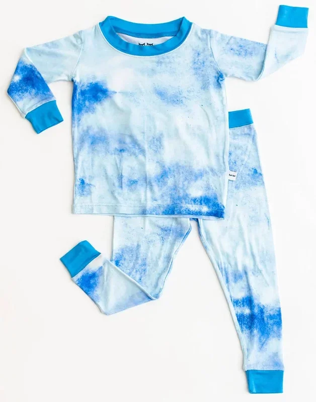 Little Sleepies Two-Piece Bamboo Viscose Pajama Set – Blue Watercolor, 2T
