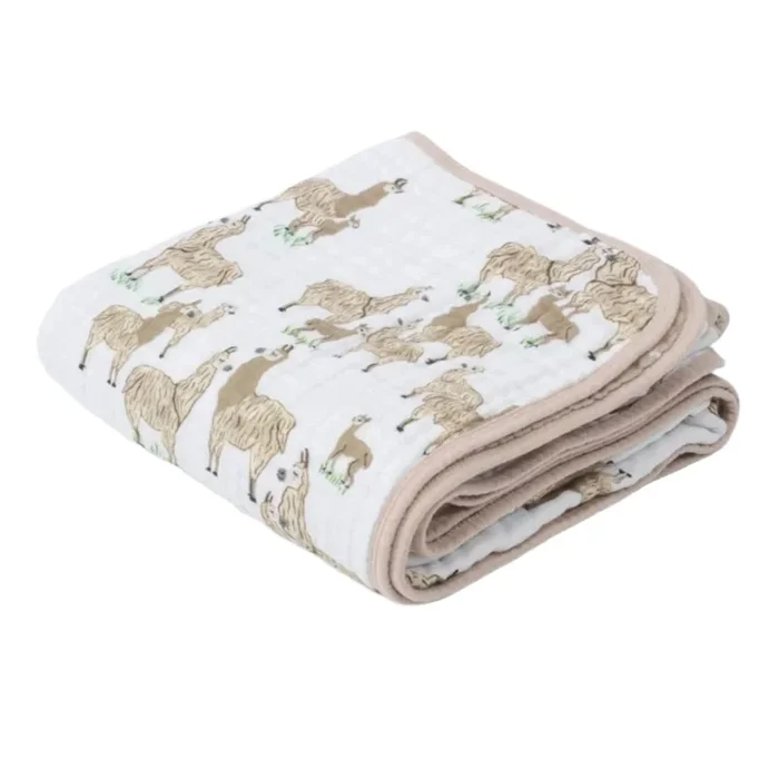 LITTLE UNICORN Cotton Muslin Baby Blanket – Llama Llama