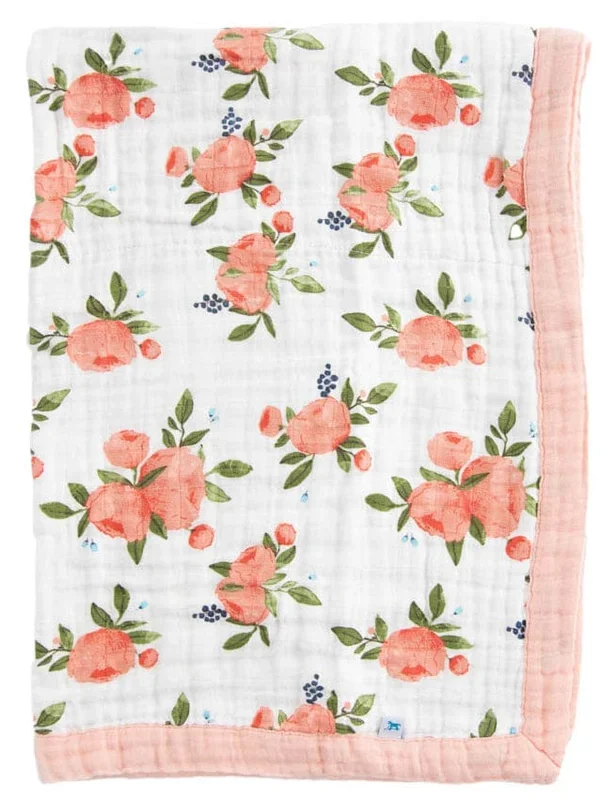 Little Unicorn Cotton Muslin Baby Blanket – Watercolor Roses