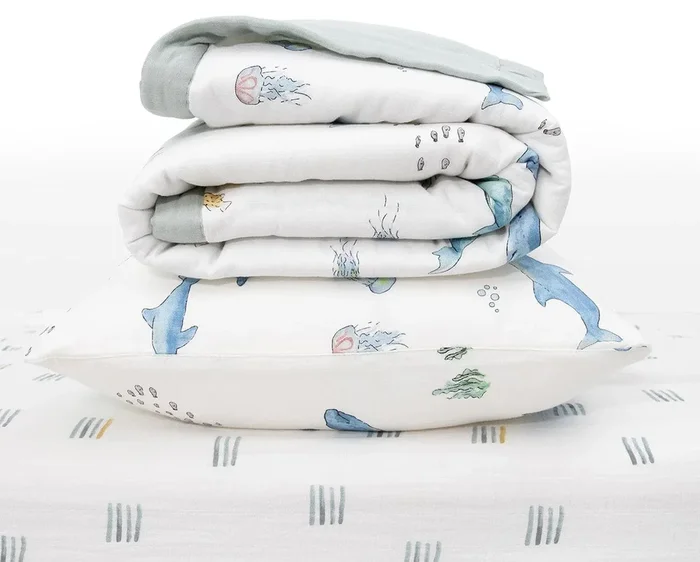 Little Unicorn Cotton Muslin Toddler Bedding 3 Piece Set – Whales