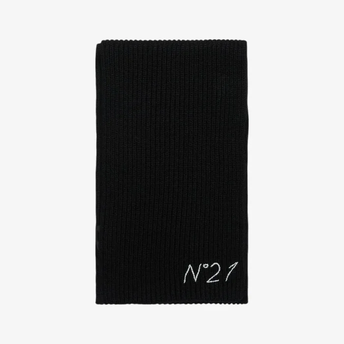 Logo Knit Scarf – Black