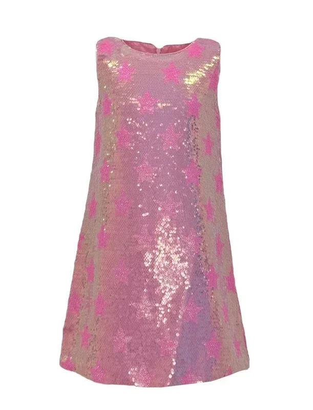 Lola + Boys Pink Stars Sequin Dress