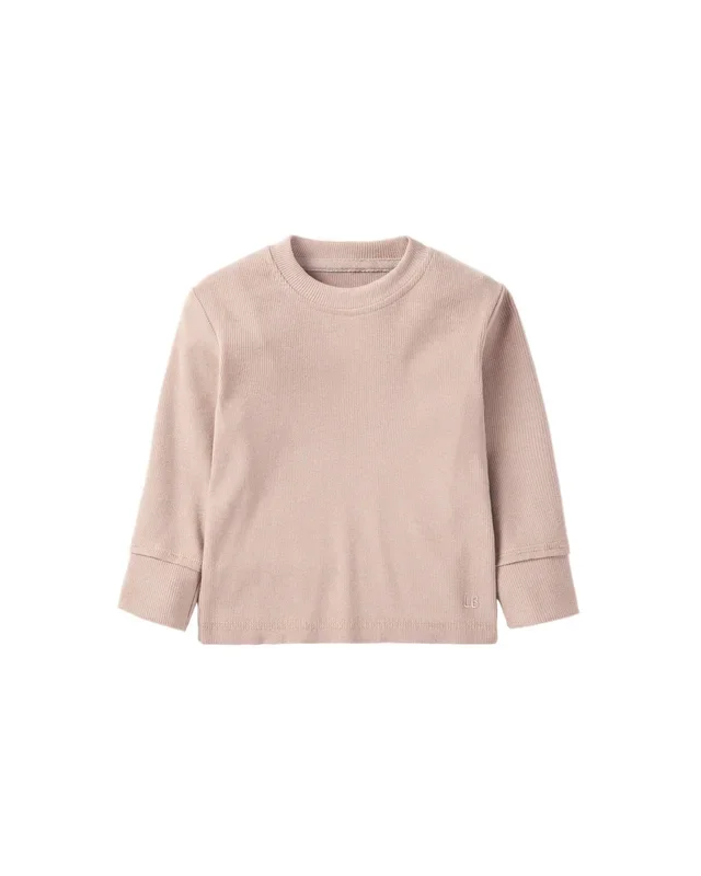 Long Sleeve Ribbed Tee – Mushroom