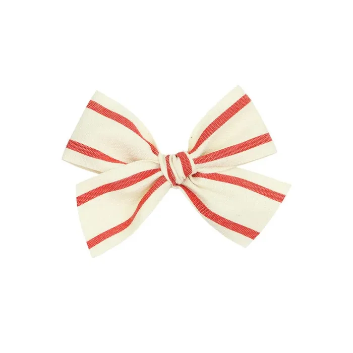 Lou Lou & Company Ribbon Bow Clip- Red Stripe Clip Large