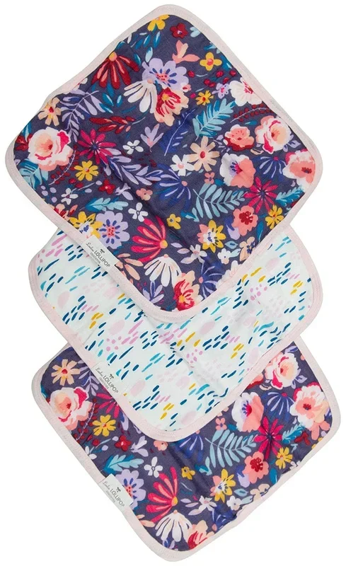 Loulou Lollipop Washcloth 3-Piece Set – Dark Field Floral