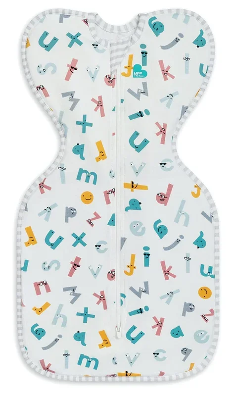 Love To Dream Swaddle UP Ecovero Moderate, Medium – Alphabet Soup White