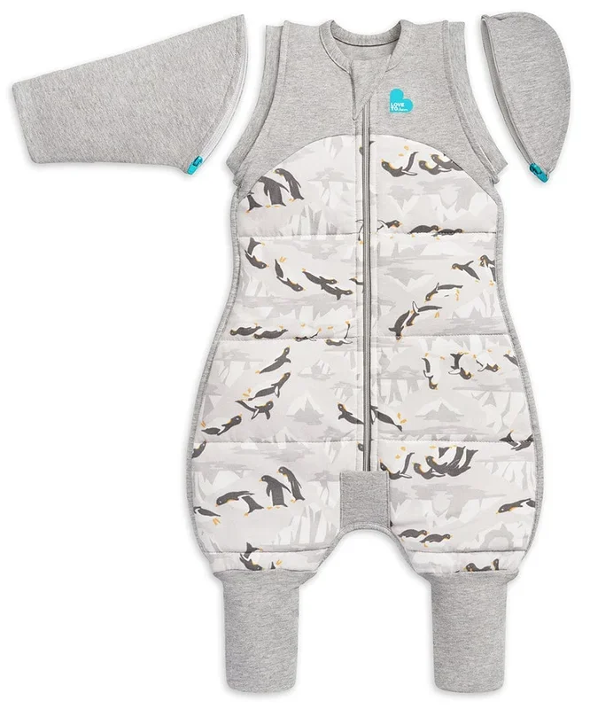 Love To Dream Swaddle UP Transition Suit Quilted Cotton 3.5 TOG, Medium – Penguin Parade Grey