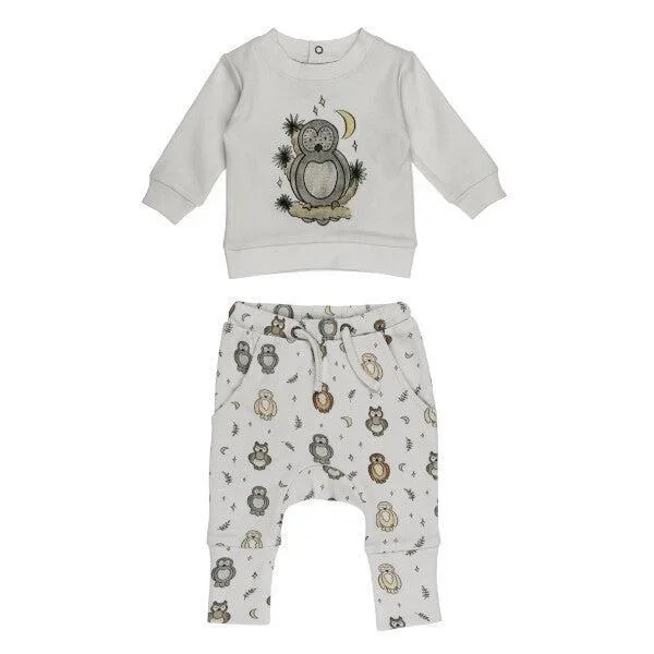 Lovedbaby – Organic Sweatshirt + Pant Set – Owl Hoo